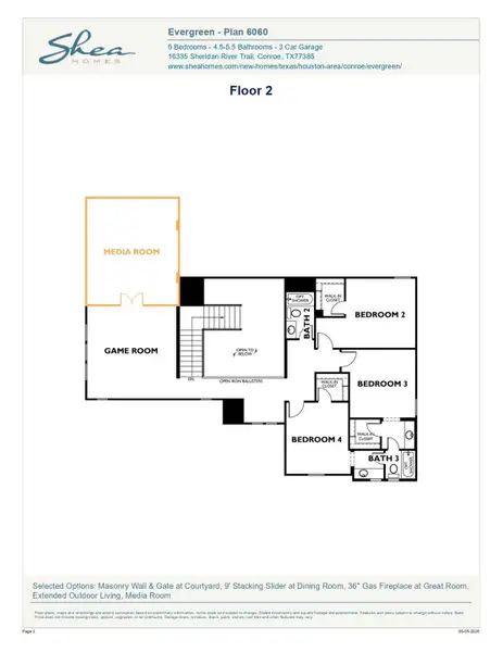 2D floor plan layout of this home in Evergreen 70', Conroe, TX (Image 2). 2D floor plan layout of this home in Evergreen 70', Conroe, TX (Image 2).