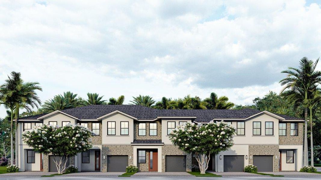 Front exterior of a new home in Vineyards, Davie, FL, highlighting curb appeal (Image 2). Front exterior of a new home in Vineyards, Davie, FL, highlighting curb appeal (Image 2).