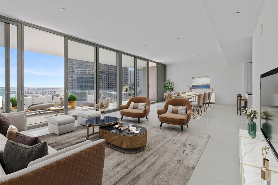 Furnished interior view inside a new home in Aston Martin Residences, Miami (Image 10). Furnished interior view inside a new home in Aston Martin Residences, Miami (Image 10).