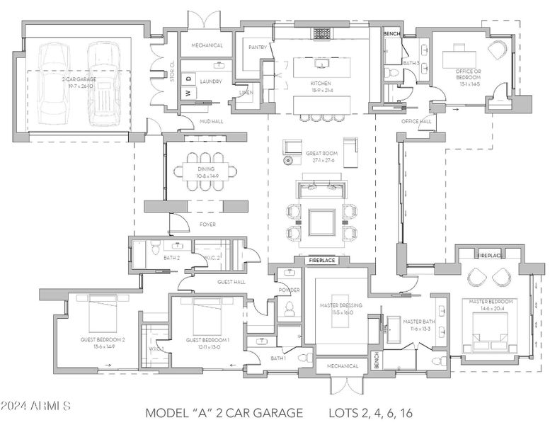 MODEL A 2 CAR FLOOR PLAN