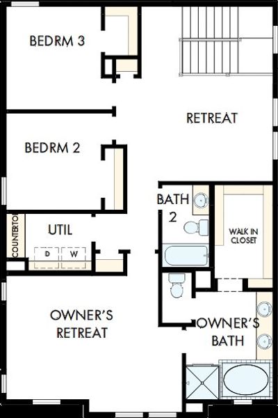 2D floor plan layout of this home in Pomona - Grove Row Collection, Manvel, TX (Image 6).