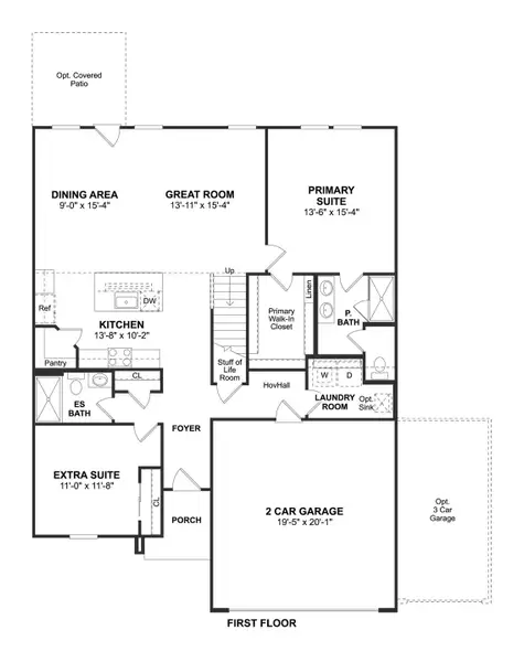 2D floor plan layout for the Sweet Pea by K. Hovnanian® Homes in Glen Oaks, Magnolia, TX (Image 4). 2D floor plan layout for the Sweet Pea by K. Hovnanian® Homes in Glen Oaks, Magnolia, TX (Image 4).