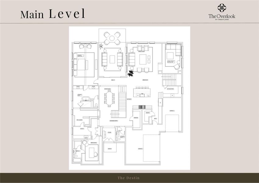 2D floor plan layout of this home in The Overlook at Westlake, Austin, TX (Image 3).