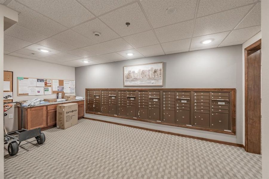 Community mail room and office space.