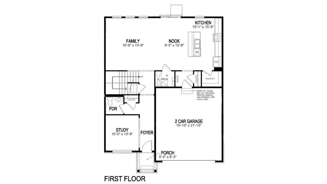 2D floor plan layout for the Bridgeport by D.R. Horton in Vantage, Berthoud, CO (Image 3).