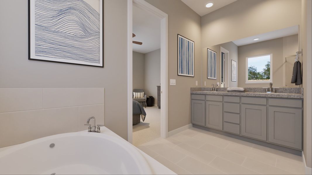 Representative furnished interior of a home built from the Austin by Tricoast Homes in Sunterra 40, Katy (Image 26).