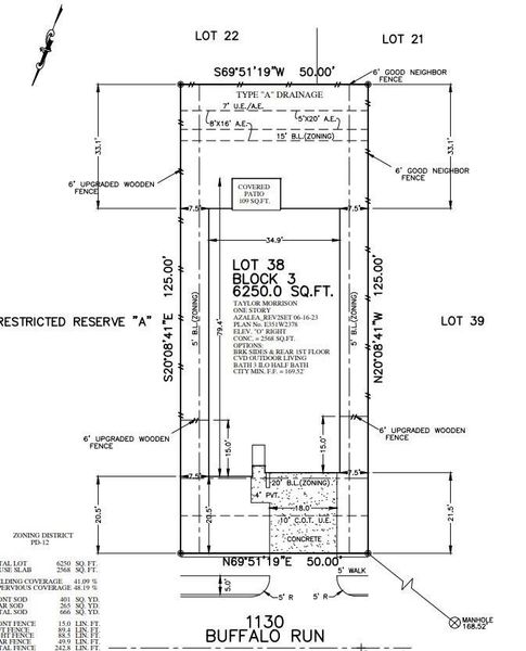 1130 Buffalo Run Preliminary Plot Plan