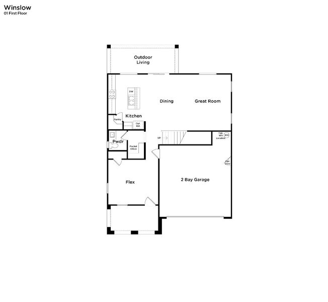 2D floor plan layout for the Winslow by DRB Homes in Magma Ranch, Florence, AZ (Image 3).