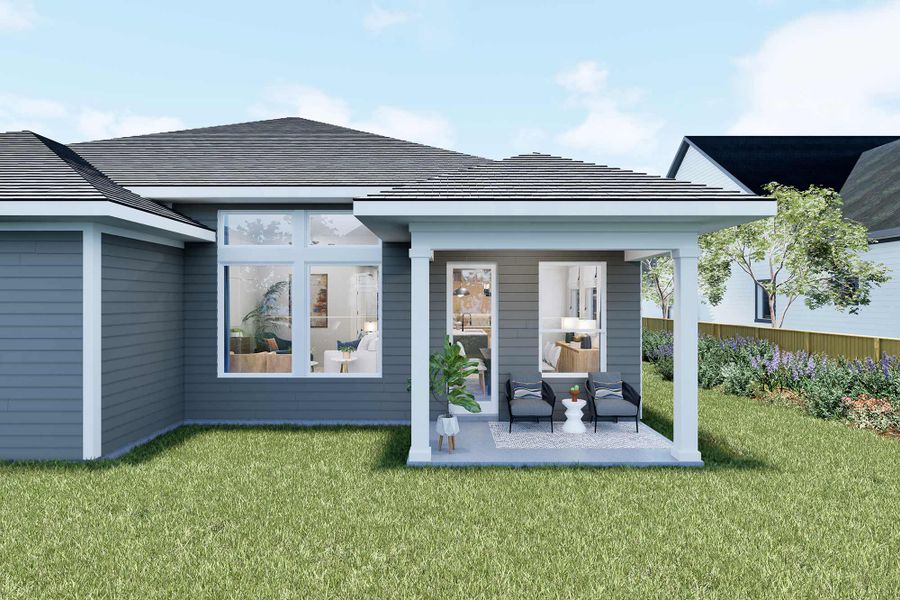 Representative exterior details of a home built from the The Helmis by David Weekley Homes in Beacon Point at Lago Mar - Overlook Collection, Texas City (Image 4). Representative exterior details of a home built from the The Helmis by David Weekley Homes in Beacon Point at Lago Mar - Overlook Collection, Texas City (Image 4).
