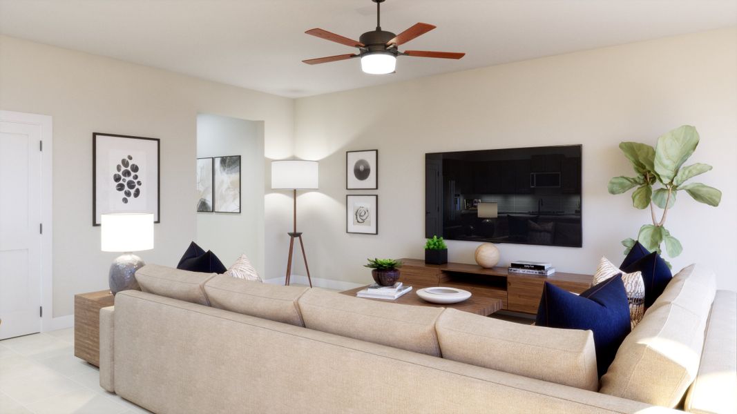 Representative furnished interior of a home built from the Dune by Risewell Homes in Marion Ridge, Haines City (Image 4). Representative furnished interior of a home built from the Dune by Risewell Homes in Marion Ridge, Haines City (Image 4).