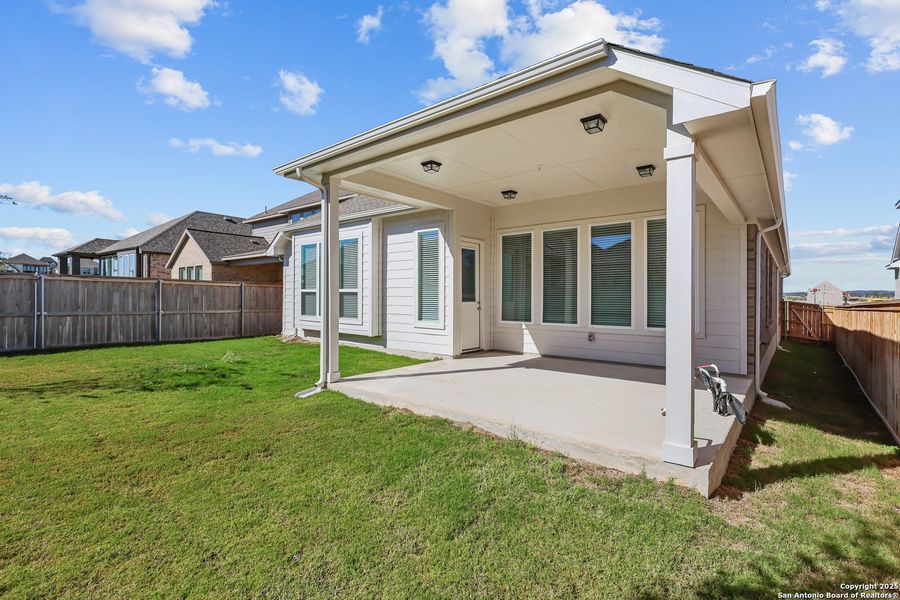 Exterior details and patio area of a home in Mayfair 50', New Braunfels (Image 4).