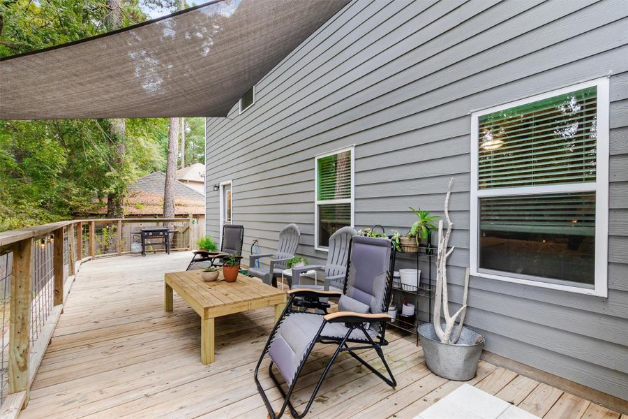 Exterior details and patio area of a home in , Conroe (Image 24).
