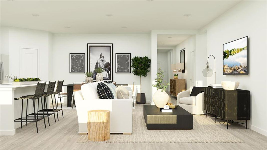 Living room featuring light wood-type flooring