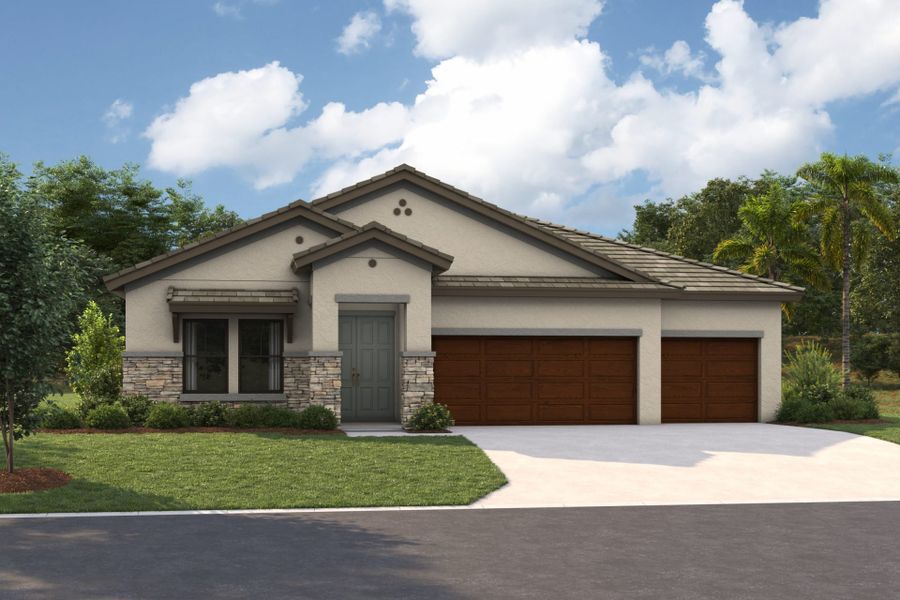 Representative exterior photo of a completed home built from the Bayport I by Homes by WestBay in Oakfield, Parrish, FL (Image 3).
