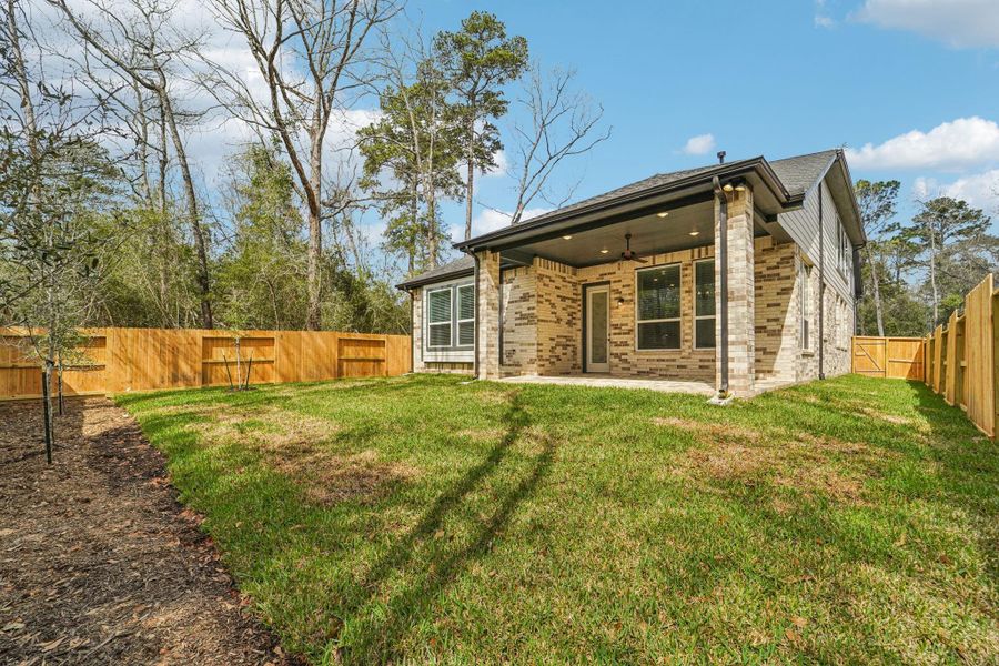 Exterior details and patio area of a home in The Woodlands Hills, Willis (Image 4).