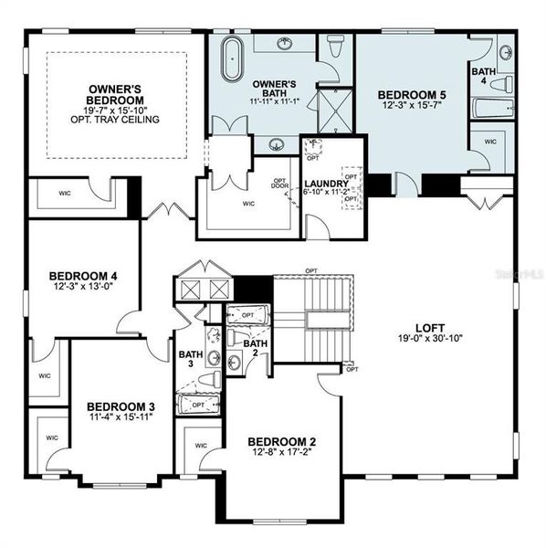2D floor plan layout of this home in Hawk's Overlook, Oviedo, FL (Image 5).