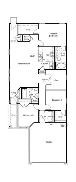 This floor plan features 3 bedrooms, 2 full baths and over 1,400 square feet of living space.