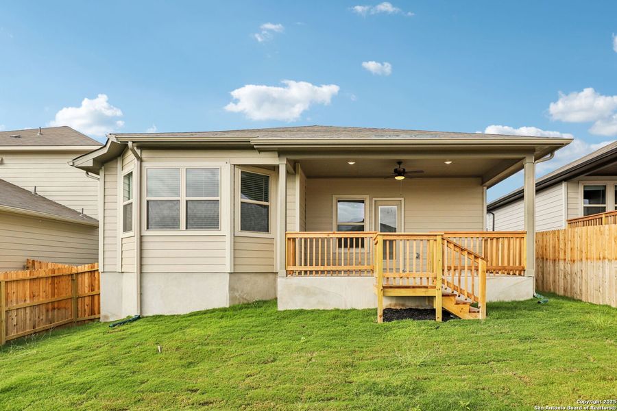 Exterior details and patio area of a home in Legendary Trails - Premier Series, Cibolo (Image 19).