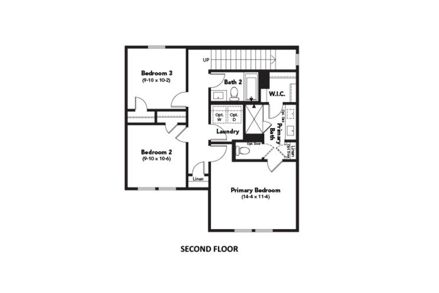 2D floor plan layout for the Bronte by DRB Homes in Creeks Crossing, Elgin, TX (Image 4).