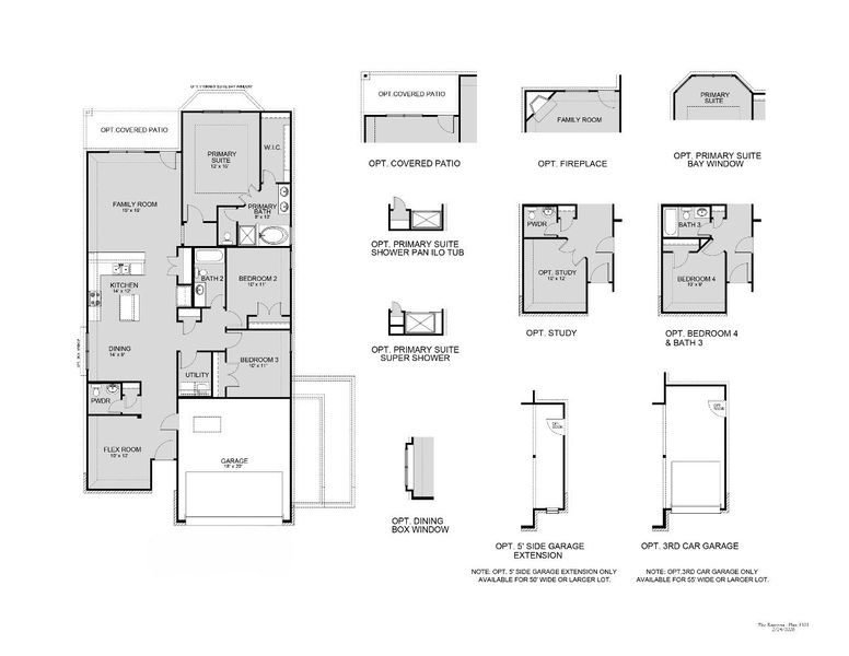 2D floor plan layout for the The Ravenna by Legend Homes in Sycamore Landing, Fort Worth, TX (Image 3).