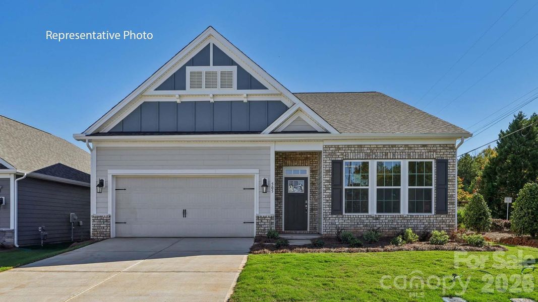 Front exterior of a new home in Laurelbrook, Sherrills Ford, NC, highlighting curb appeal (Image 1). Front exterior of a new home in Laurelbrook, Sherrills Ford, NC, highlighting curb appeal (Image 1).
