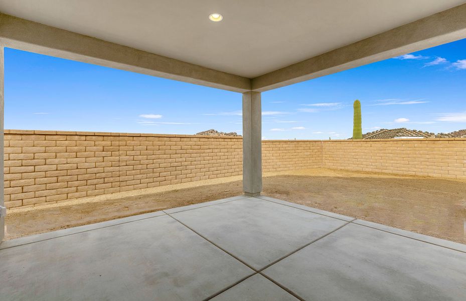 Exterior details and patio area of a home in Saguaro Reserve - Majesty, Marana (Image 23).