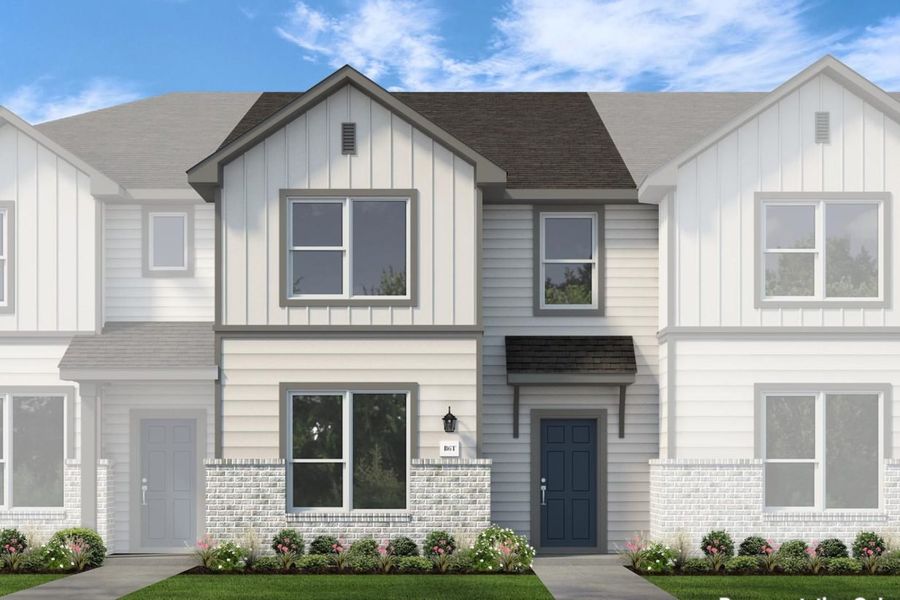 Representative exterior photo of a completed home built from the Seven Oaks Travis by Brohn Homes in Seven Oaks Townhomes, Tomball, TX (Image 3). Representative exterior photo of a completed home built from the Seven Oaks Travis by Brohn Homes in Seven Oaks Townhomes, Tomball, TX (Image 3).