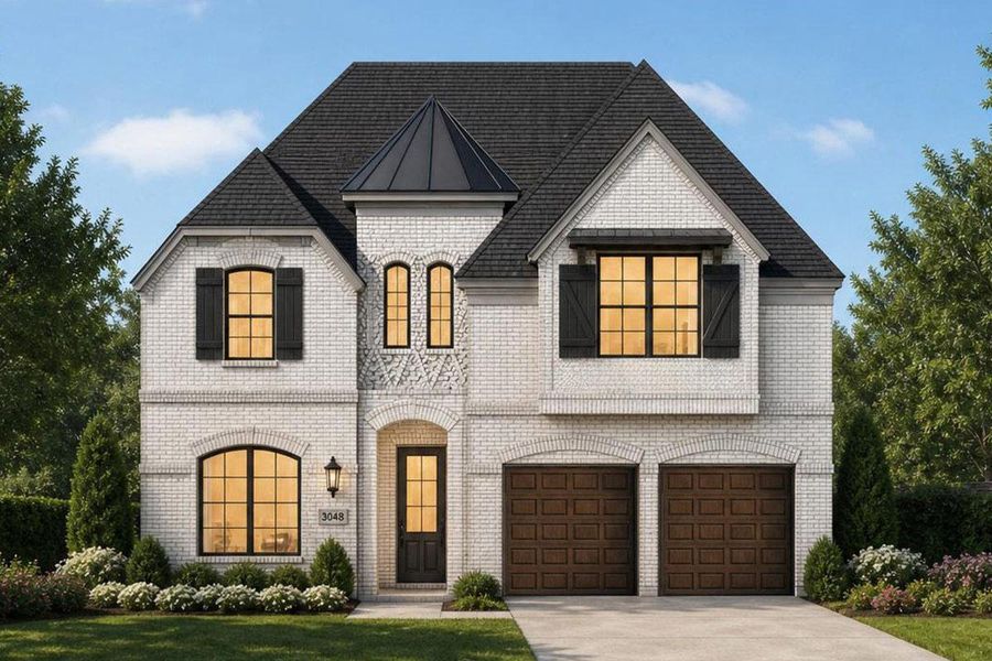 Representative exterior photo of a completed home built from the Grand Versailles - Executive Platinum by Grand Homes in Edgewater, Fate, TX (Image 5).