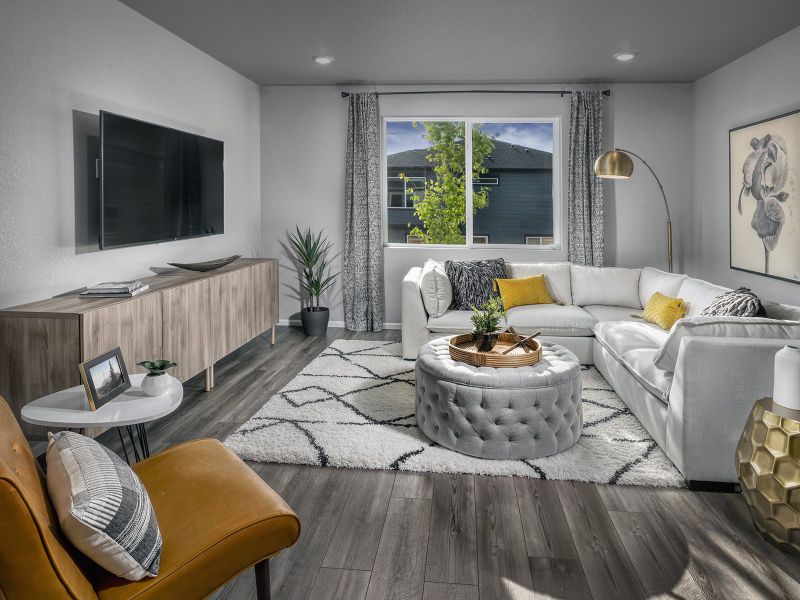 Furnished interior view inside a new home in Buffalo Highlands: The Canyon Collection, Commerce City (Image 4).