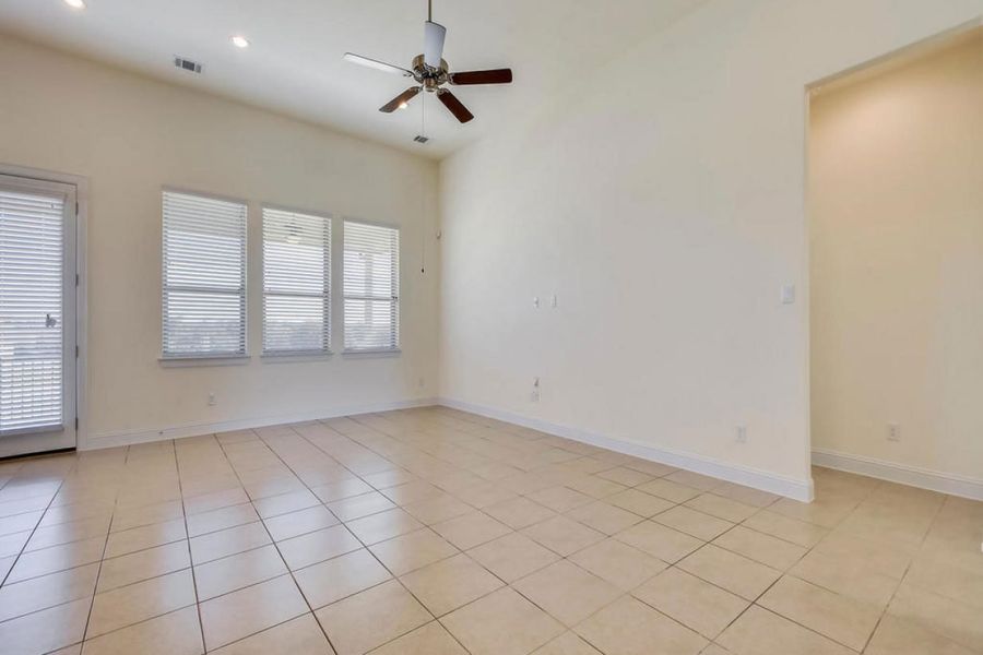 Representative unfurnished interior of a home built from the Oaks 1596 by Brohn Homes in Oaks at San Gabriel, Georgetown (Image 11).