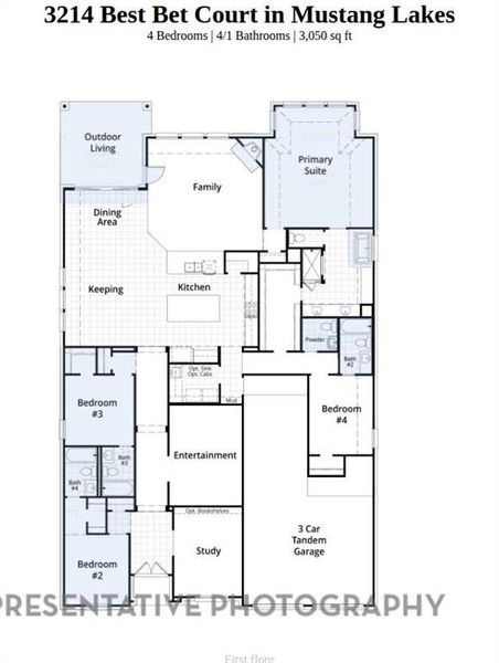 2D floor plan layout of this home in Mustang Lakes: 60ft. lots, Celina, TX (Image 2).