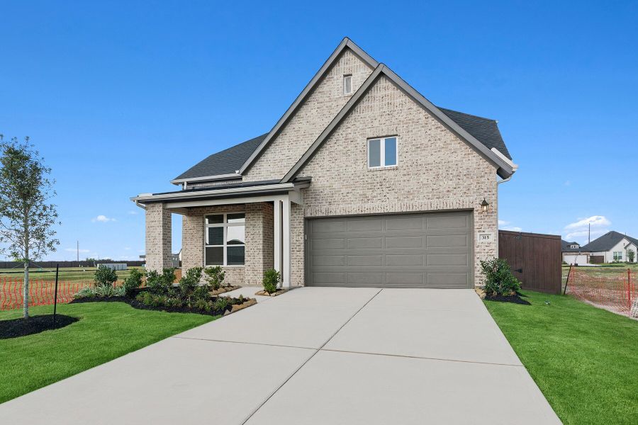 Front exterior of a new home in Brookewater 45' Homesites, Rosenberg, TX, highlighting curb appeal (Image 1).