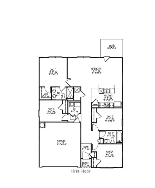 2D floor plan layout of this home in Holly Oaks, Statesboro, GA (Image 2).