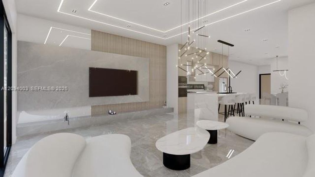 Furnished interior view inside a new home in , Miami (Image 9).