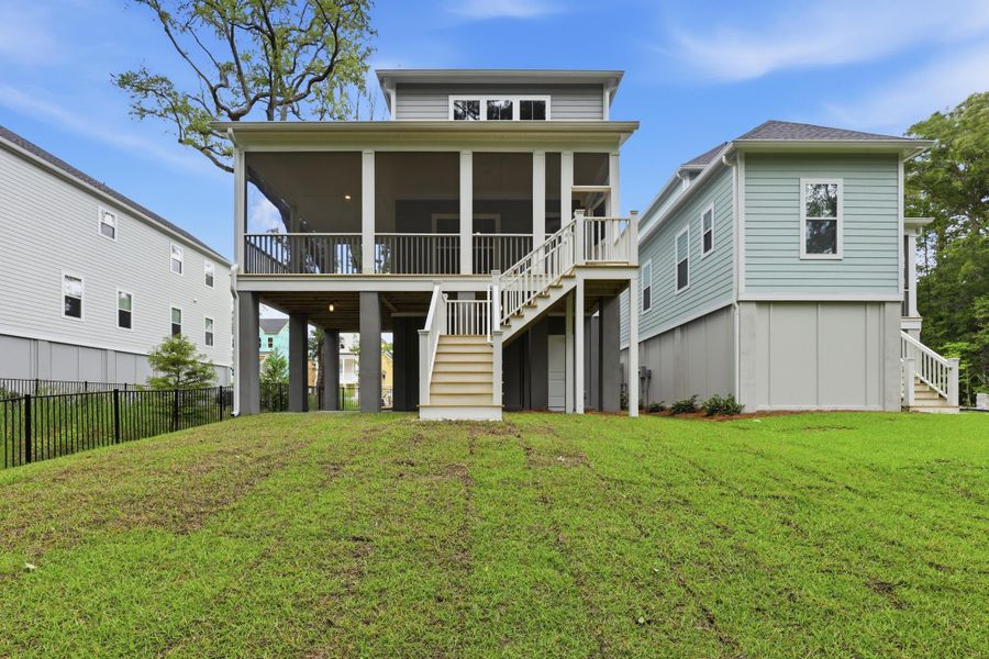 Exterior details and patio area of a home in Indigo Grove Single Family Homes, Johns Island (Image 25).