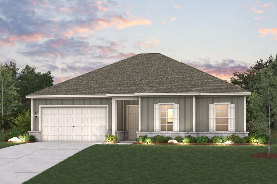 Representative exterior photo of a completed home built from the Denali by Century Communities in Elm Estates, Angleton, TX (Image 1). Representative exterior photo of a completed home built from the Denali by Century Communities in Elm Estates, Angleton, TX (Image 1).