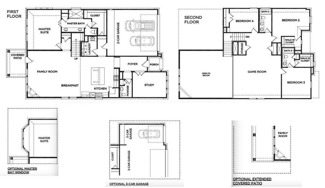 2D floor plan layout of this home in Stone Creek Ranch, Hockley, TX (Image 5).