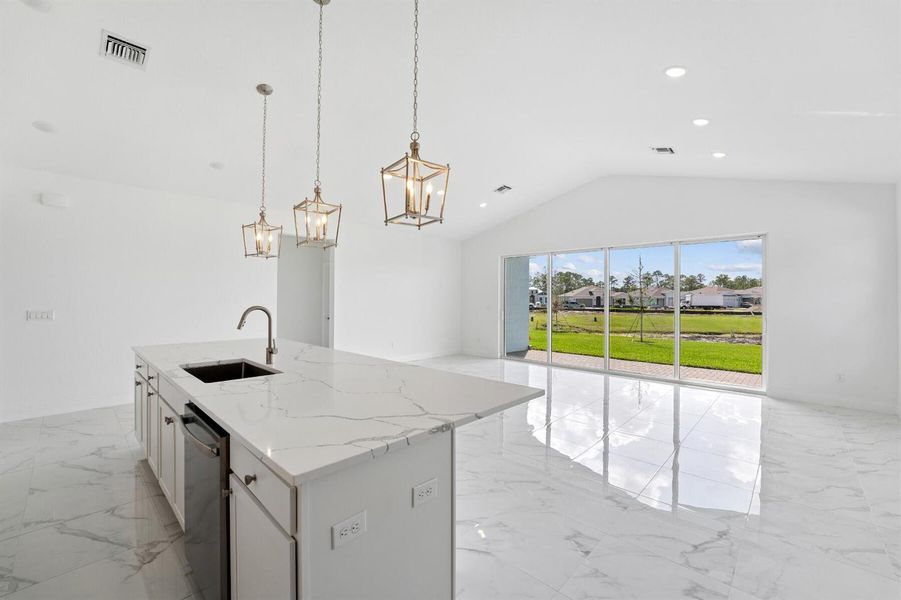 Kitchen, Dining Area & Great Room