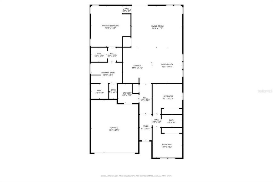 2D floor plan layout of this home in Palm Coast Homes, Palm Coast, FL (Image 5).