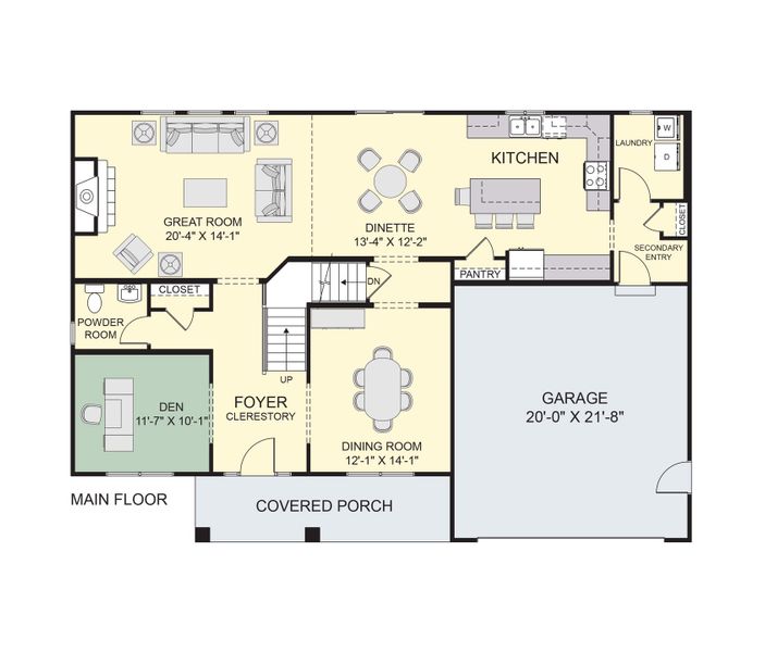 2D floor plan layout for the The Hawthorne by Forbes Capretto Homes in Wheatfield Crossing, North Tonawanda, NY (Image 4).