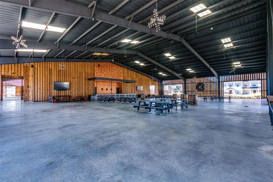 Garage with wooden walls