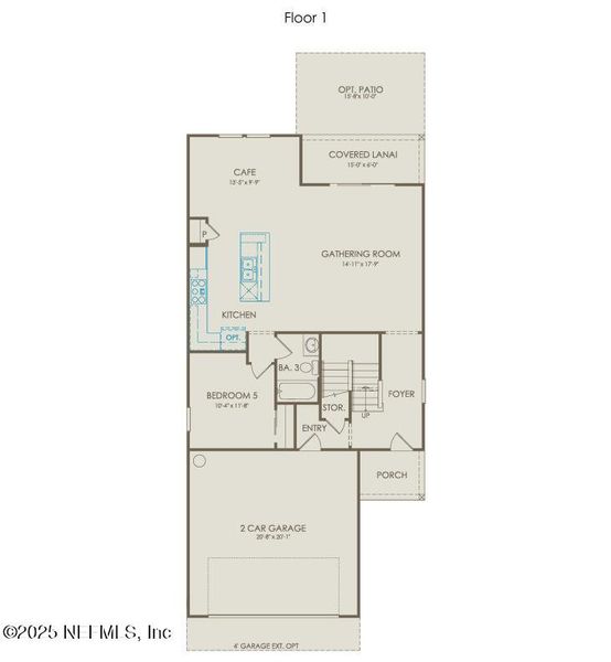 2D floor plan layout of this home in The Preserve at Bannon Lakes, St. Augustine, FL (Image 3).
