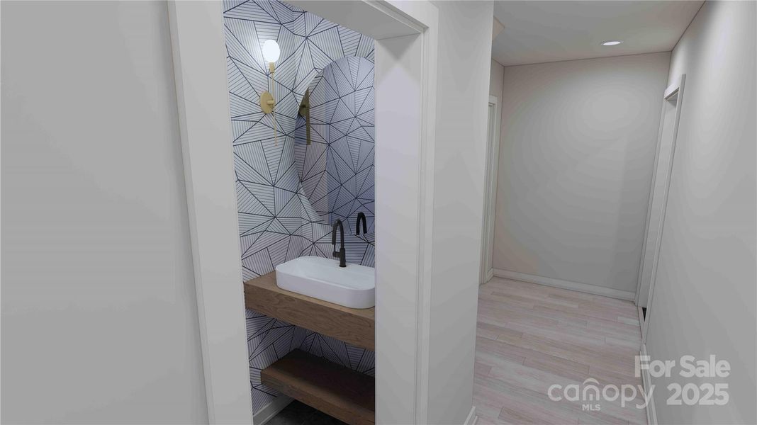 Lower level powder bathroom rendering