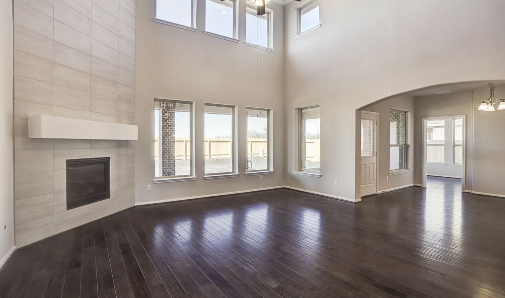 Cozy fireplace in great room