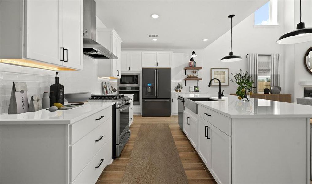 Kitchen with under cabinet lighting