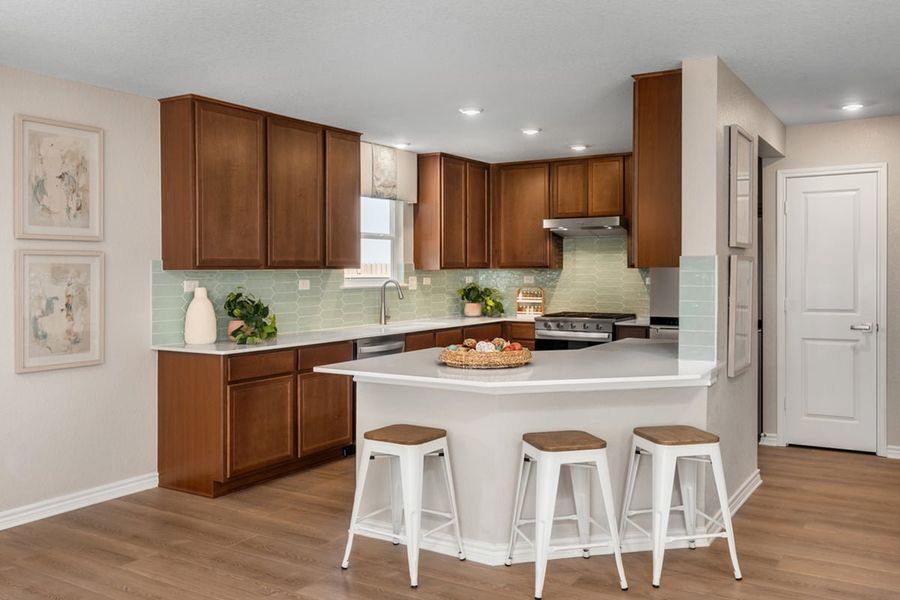 Representative furnished interior of a home built from the 1907 Modeled by KB Home in Punta Verde, Converse (Image 6). Representative furnished interior of a home built from the 1907 Modeled by KB Home in Punta Verde, Converse (Image 6).
