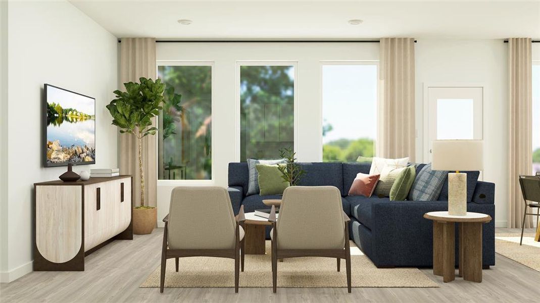 Sitting room featuring light hardwood / wood-style flooring