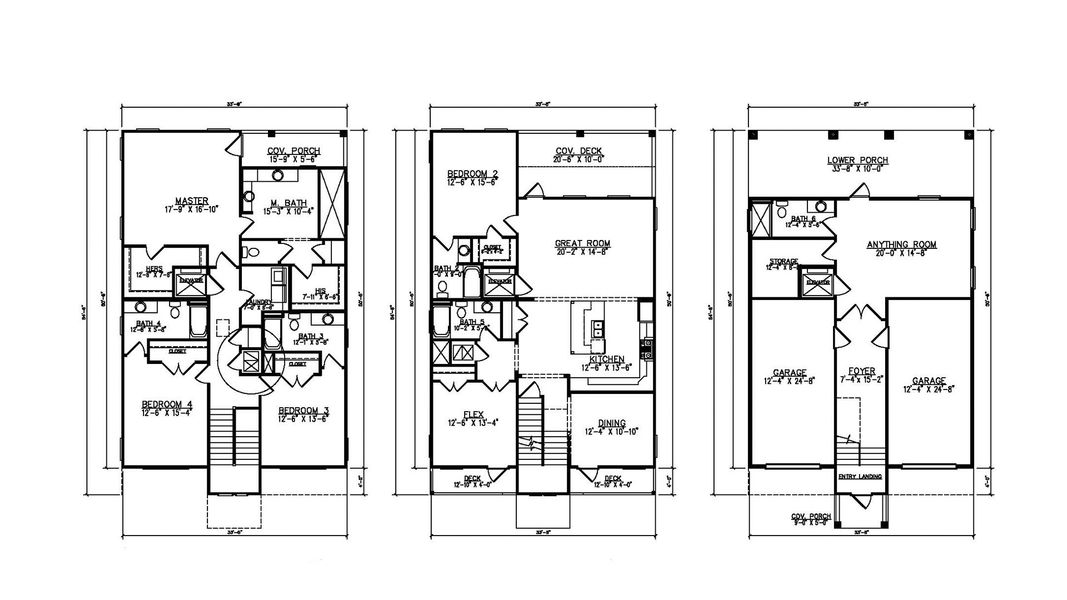 2D floor plan layout for the Cayman by D.R. Horton in Parkside, Santa Rosa Beach, FL (Image 5).