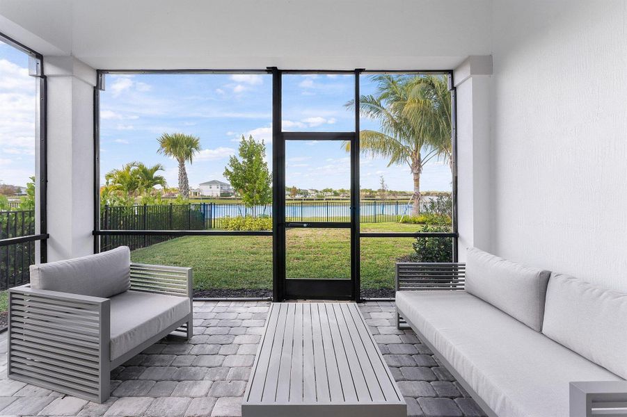 Exterior details and patio area of a home in Avondale at Avenir, Palm Beach Gardens (Image 2).