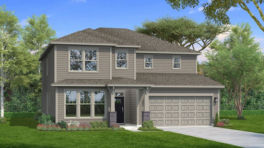 Representative exterior photo of a completed home built from the Drayton by DRB Homes in Pelham Crossing Single Family Homes, Greenville, SC (Image 19).